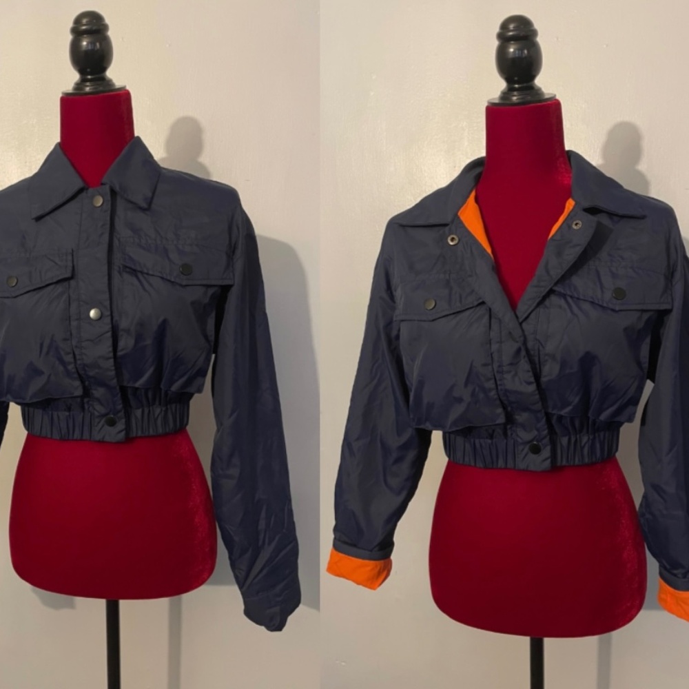 SHEIN Slayr Slaydiva Blue Woven Cropped Jacket Size XS